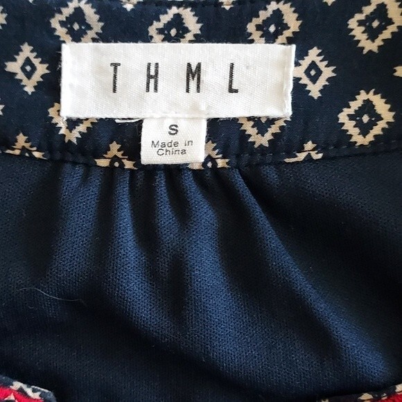THML Black Embroidered Boho Sheath Dress Notch V Neck Sleeveless Small - Picture 6 of 11